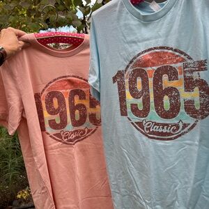 Classic 1965 adult T-Shirt - Peach and Light Blue